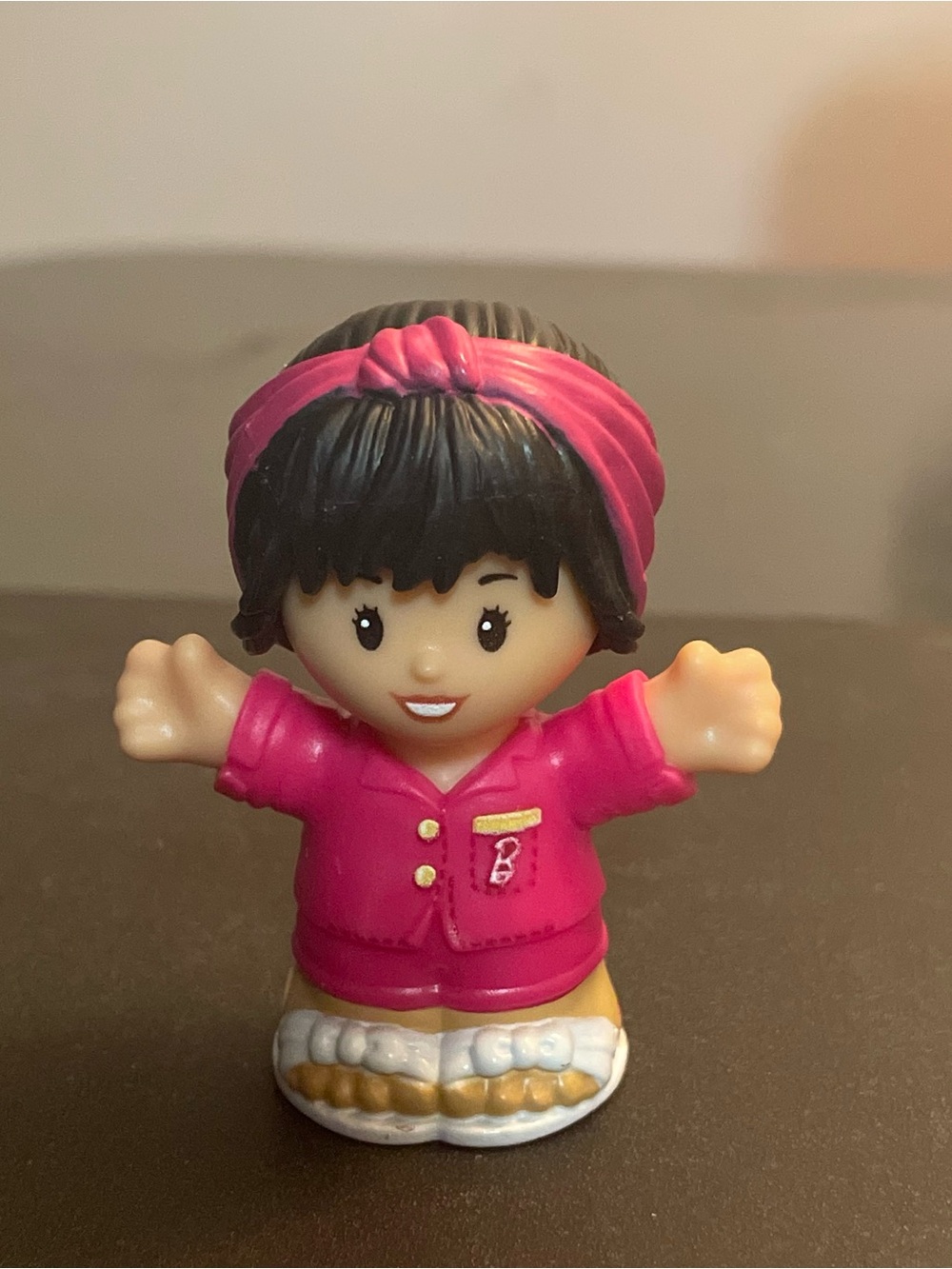 Little People Asian Girl Barbie pink PJs Figurine Kids Toy - Small Play Figure